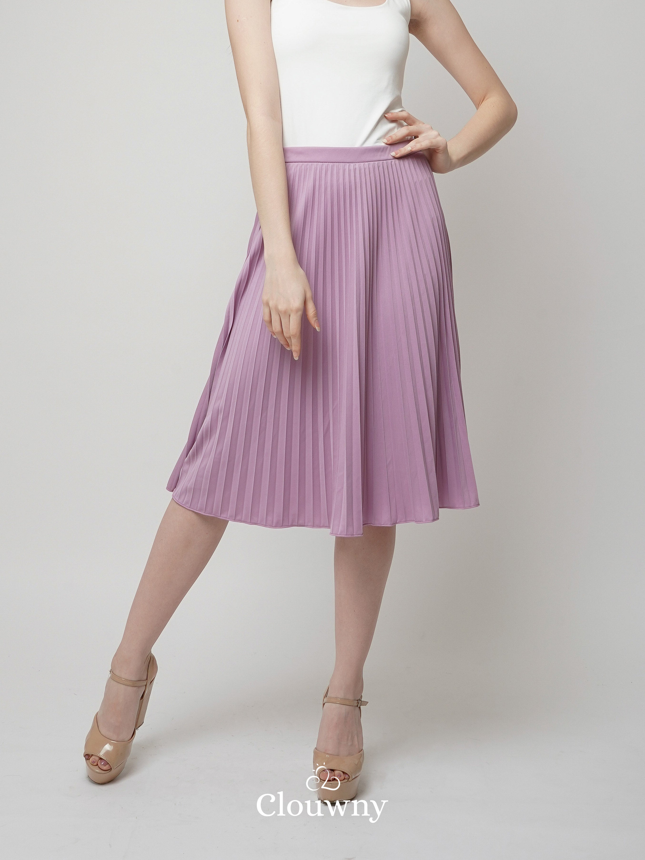 Vamos Midi Pleats Skirt - Lilac